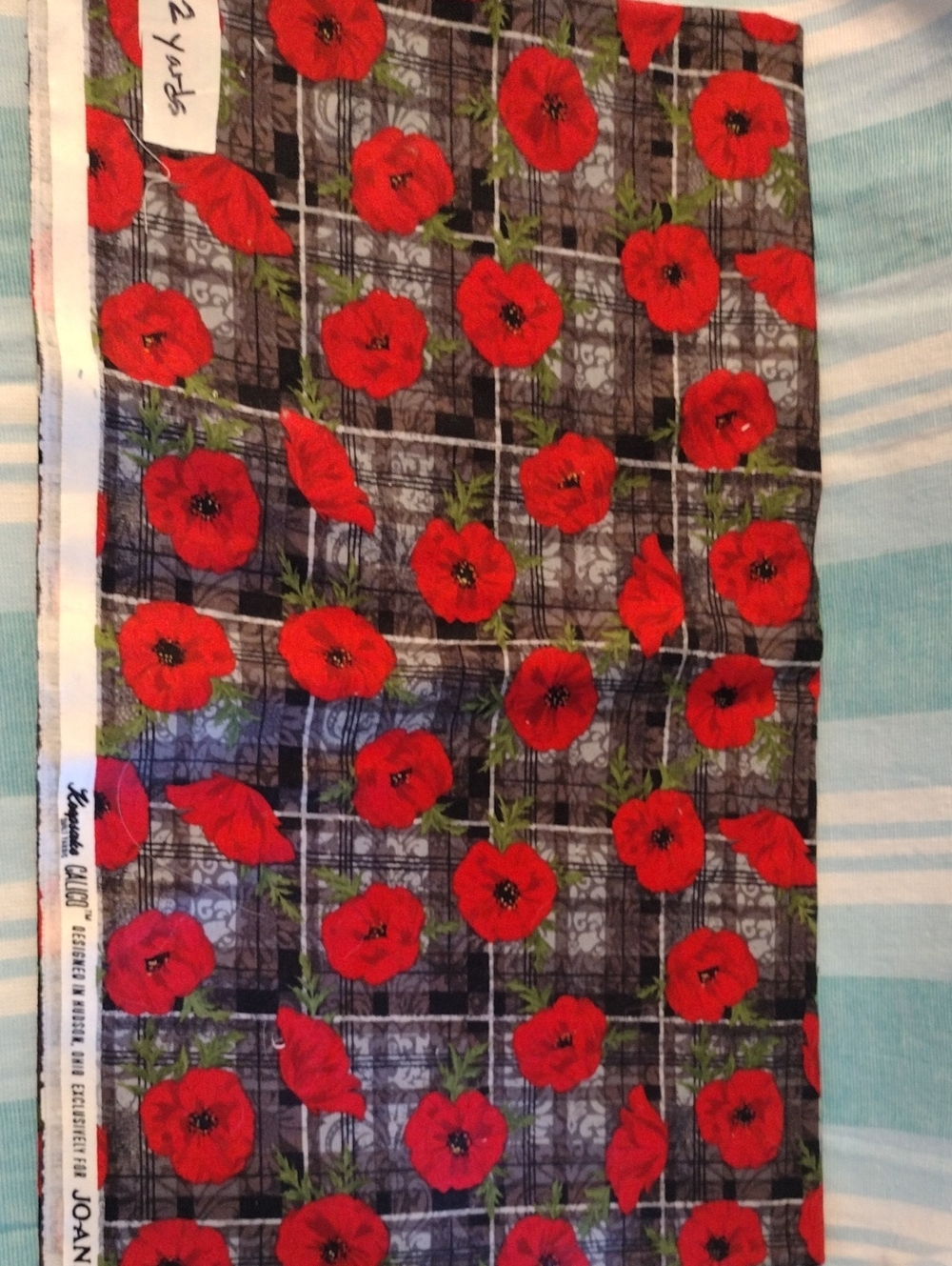 Red Poppy Print Joann's Fabric 2 Yards